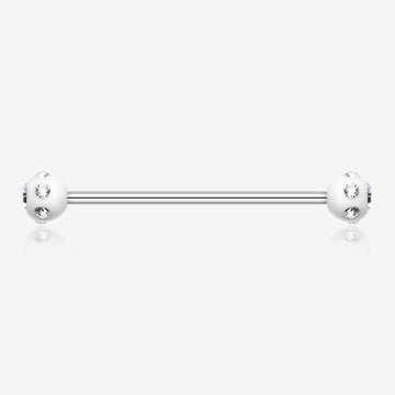 Acrylic Aurora Gem Ball Industrial Barbell-White/Clear
